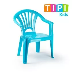 SILLON INFANTIL RESINA TIPI CELESTE de color celeste, diseño ergonómico y resistente, ideal para exteriores e interiores.