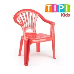 SILLON INFANTIL RESINA TIPI CORAL de color coral, diseño ergonómico y material resistente para niños.