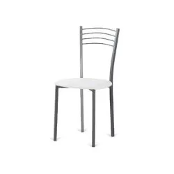 SILLA COCINA CADIZ P/PLATA A/BCO MUNDO de metal color plata con asiento blanco y diseño moderno de líneas limpias