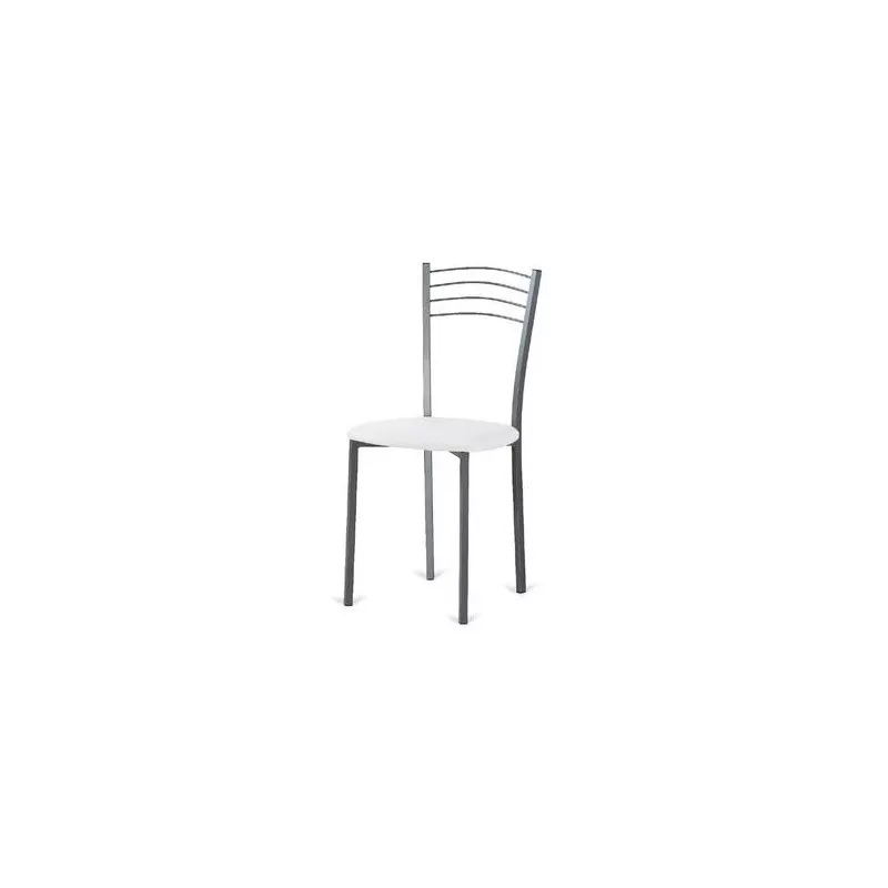 SILLA COCINA CADIZ P/PLATA A/BCO MUNDO de metal color plata con asiento blanco y diseño moderno de líneas limpias