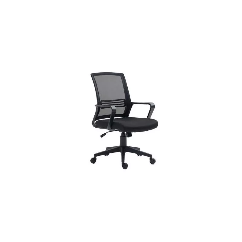 Silla escritorio Epi negra regulable, con tela transpirable y diseño ergonómico para mayor comodidad.