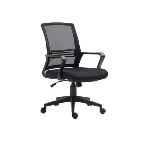 Silla escritorio Epi negra regulable, con tela transpirable y diseño ergonómico para mayor comodidad.