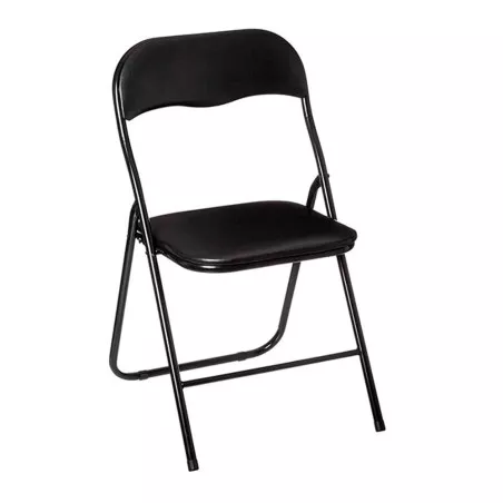 Silla plegable Basic negra de metal acolchada, diseño práctico y dimensiones 44x45x78 cm ideal para espacios reducidos