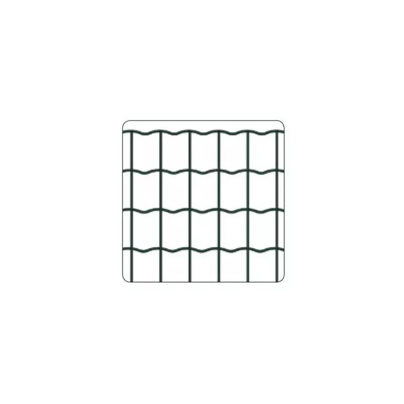 ENREJADO JARDITOR BRICO 25M 100*75 1.0 de color verde, material metálico con diseño ondulado y resistente para jardines.