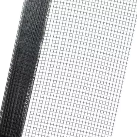 MALLA ELECT. 13*13 0,90MM 25M MOREDA de color negro, tela de poliéster resistente y diseño en malla cuadrada.