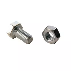 TORNILLO 8/16X15 C/TUERCA SIMON/C.M de acero inoxidable con acabado brillante y rosca estándar.