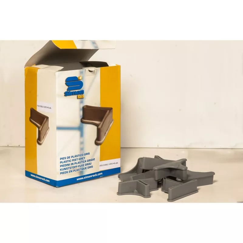 PIE PLASTICO P40 DOBLE T SIMON en color gris, resistente y de diseño ergonómico para fácil uso y sujeción.