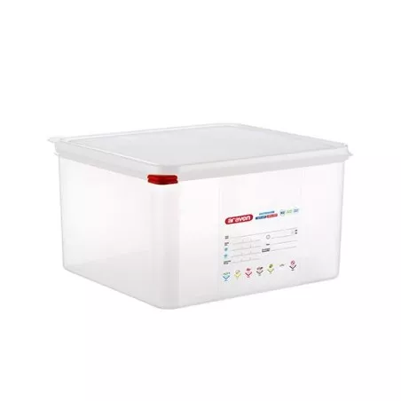CUBETA ARAVEN 00471 19 L de plástico transparente con tapa y sistema de cierre hermético.