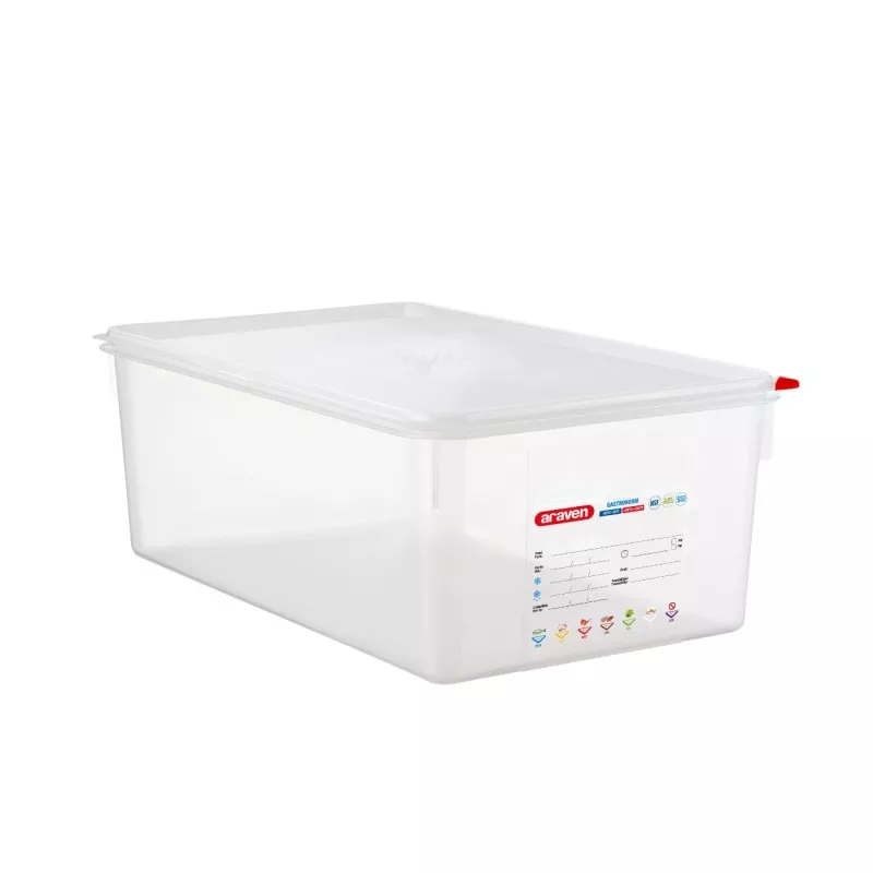 CUBETA ARAVEN 3038 27,5 L transparente de plástico con tapa y sistema de cierre hermético.