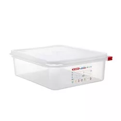 CUBETA ARAVEN 3033 6.5 L transparente con tapa y sistema de cierre hermético rojo