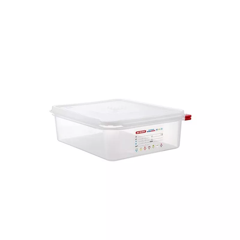 CUBETA ARAVEN 3033 6.5 L transparente con tapa y sistema de cierre hermético rojo