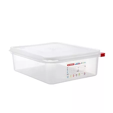 CUBETA ARAVEN 3033 6.5 L transparente con tapa y sistema de cierre hermético rojo