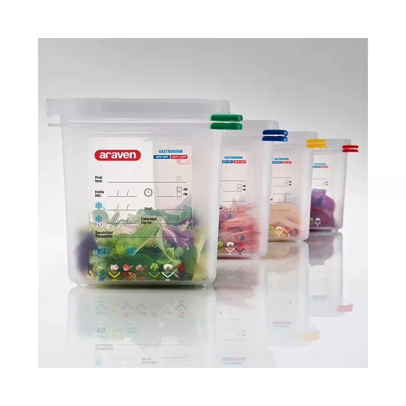 CUBETA ARAVEN 3033 6.5 L transparente con tapa hermética y graduación para almacenamiento de alimentos