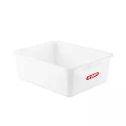 CUBETA ARAVEN 1134 20L. HONDA de plástico blanco, diseño rectangular con asas laterales para fácil manejo.