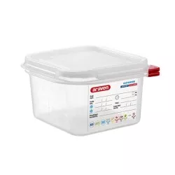 CUBETA ARAVEN 3024 1.7 L transparente de plástico con tapa hermética y diseño cuadrado.