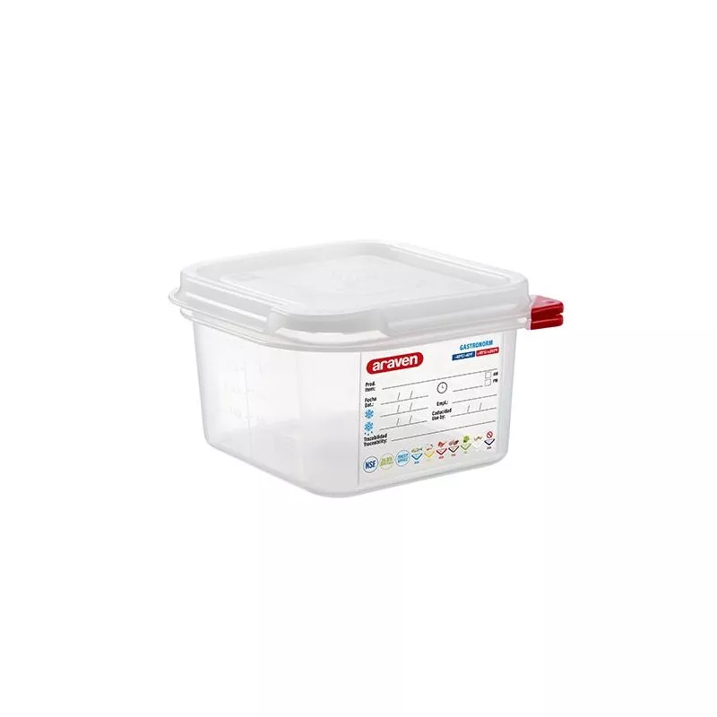 CUBETA ARAVEN 3024 1.7 L transparente de plástico con tapa hermética y diseño cuadrado.