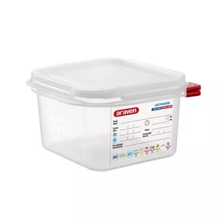 CUBETA ARAVEN 3024 1.7 L transparente de plástico con tapa hermética y diseño cuadrado.