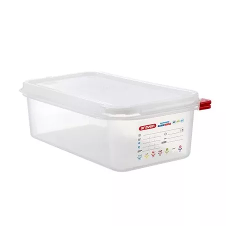 CUBETA ARAVEN 3030 4 L de plástico transparente con tapa hermética y sistema de cierre rojo
