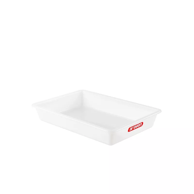 CUBETA ARAVEN 1132 8 L rectangular de plástico blanco, ideal para almacenamiento y organización.