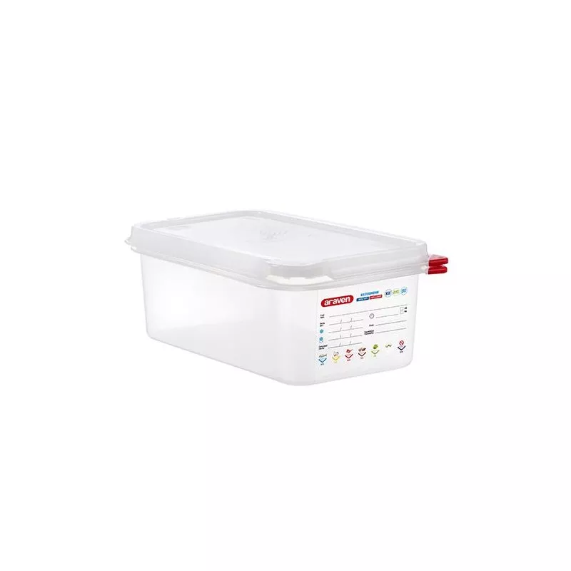CUBETA ARAVEN 3027 2.8 L transparente con tapa ajustable y mediciones impresas para organización de alimentos
