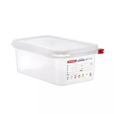 CUBETA ARAVEN 3027 2.8 L transparente con tapa ajustable y mediciones impresas para organización de alimentos