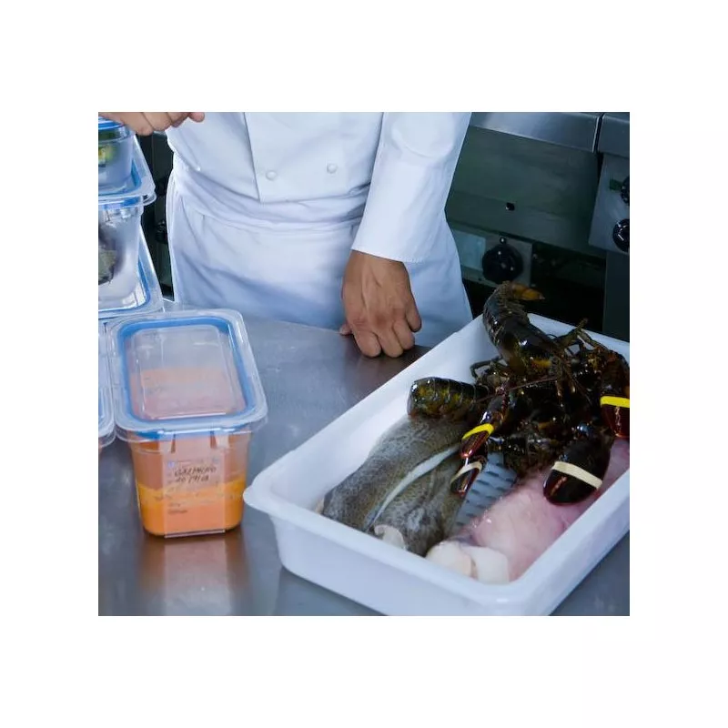 CUBETA ARAVEN 1131 5 L de polipropileno blanco para almacenamiento de alimentos en cocinas profesionales