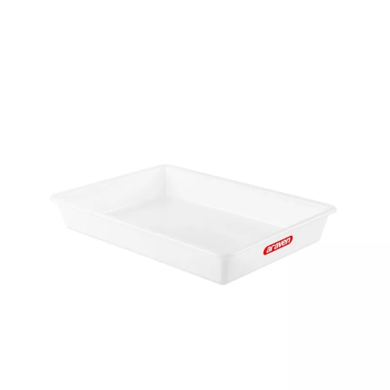 CUBETA ARAVEN 1133 10L rectangular blanca de plástico resistente y fácil de limpiar.