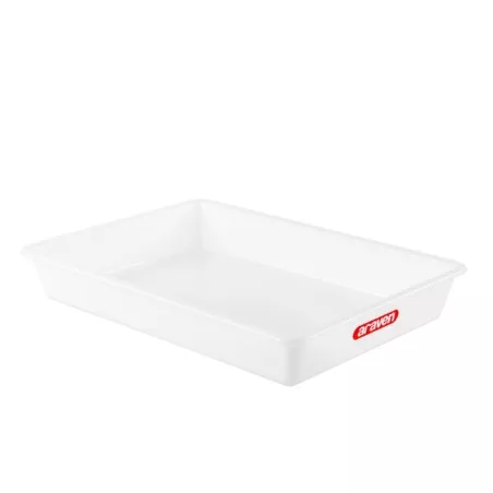 CUBETA ARAVEN 1133 10L rectangular blanca de plástico resistente y fácil de limpiar.