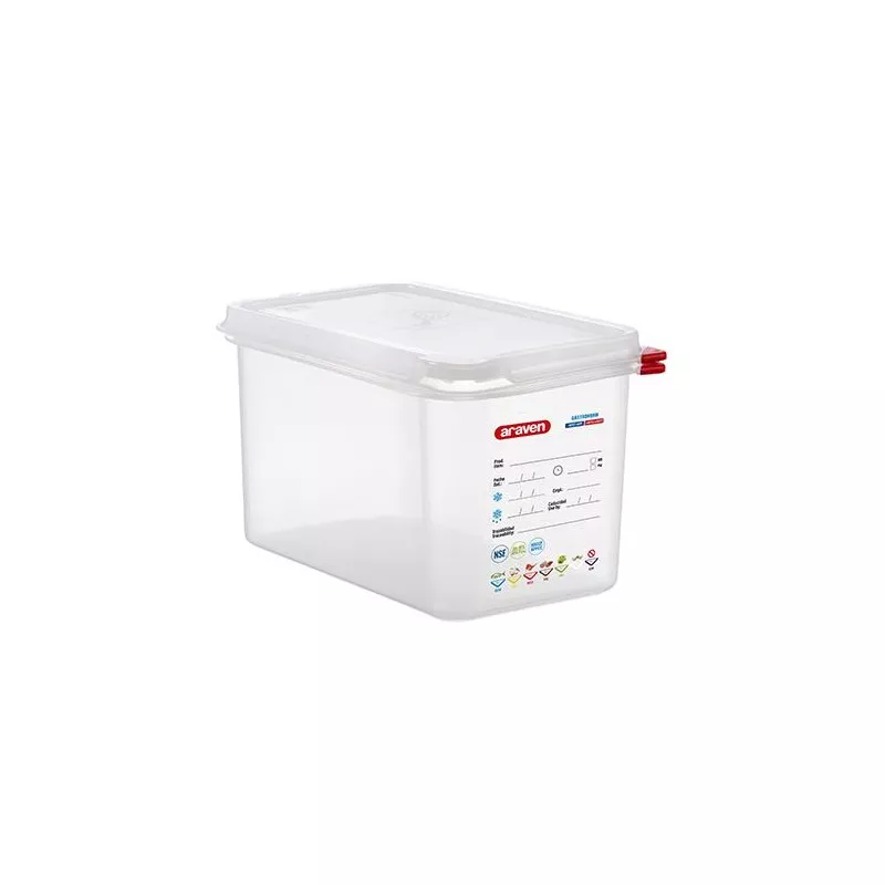 CUBETA ARAVEN 3028 4.3 L transparente con tapa hermética y sistema de cierre fácil.