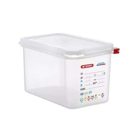 CUBETA ARAVEN 3028 4.3 L transparente con tapa hermética y sistema de cierre fácil.