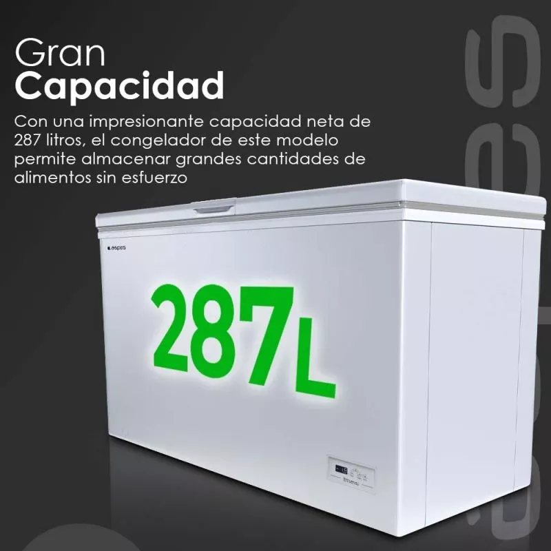 Congelador horizontal Aspes ACH3001EDC 287L libre instalación color blanco con gran capacidad para almacenaje de alimentos