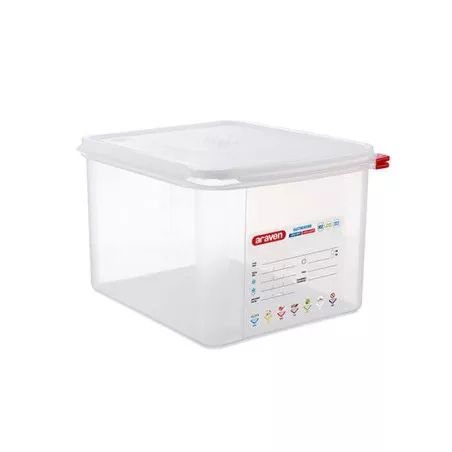 CUBETA ARAVEN 3035 12.5 L de plástico transparente con tapa y sistema de cierre hermético.