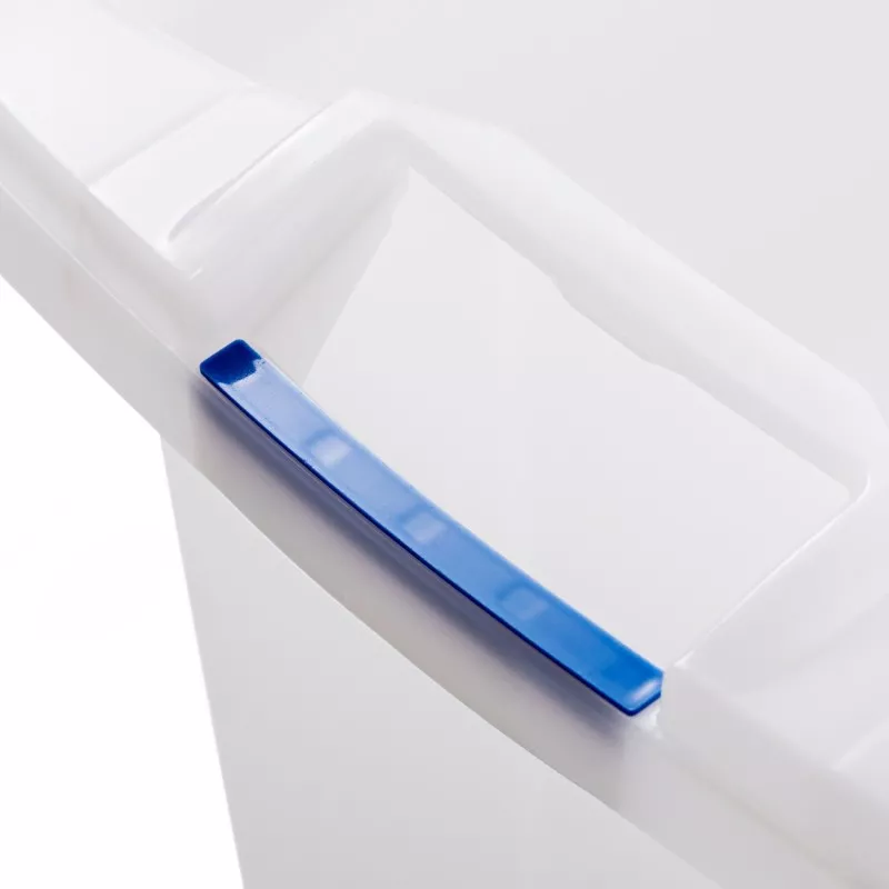 CUBETA ARAVEN 870 FOOD BAC C/R 70 L blanca de plástico, con tapa y diseño apilable, ideal para almacenamiento de alimentos.