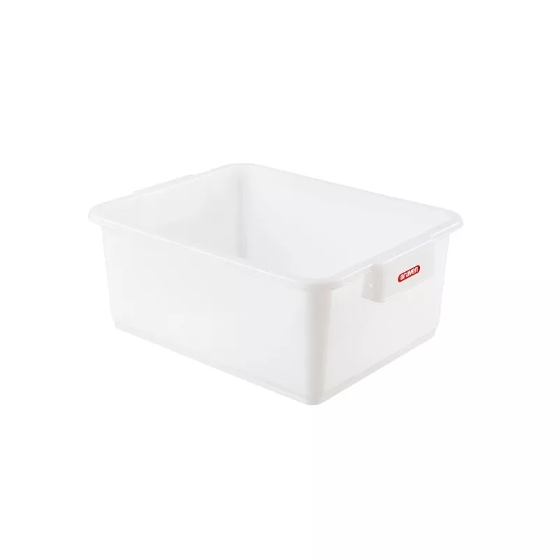 CUBETA ARAVEN 1171 35L de plástico blanco rectangular, ideal para almacenamiento y organización doméstica.