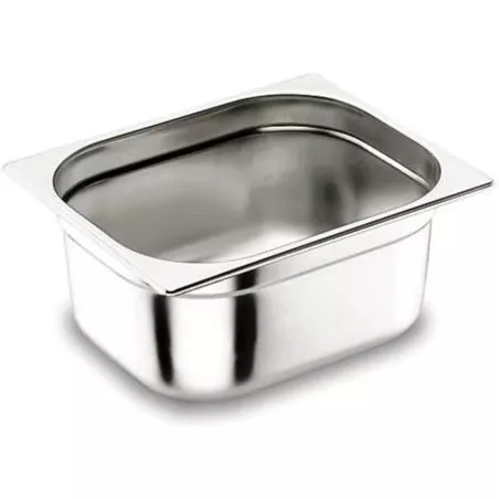 CUBETA GASTRONOR 1/9 RFº 66910 LACOR 1L de acero inoxidable, rectangular y pulido, ideal para almacenar alimentos.