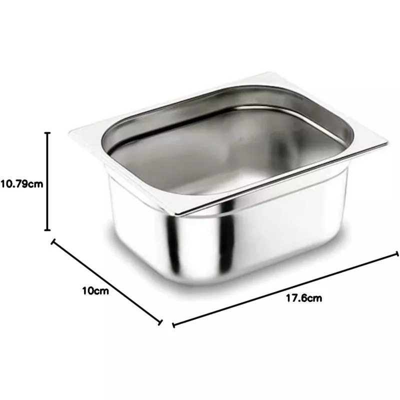 CUBETA GASTRONOR 1/9 RFº 66910 LACOR 1L de acero inoxidable con diseño rectangular y acabado pulido para uso profesional