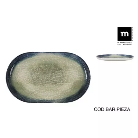 FUENTE OVAL 25*15 OLAF NORDIC OLA27111 en cerámica gris con acabado brillante y diseño contemporáneo ovalado