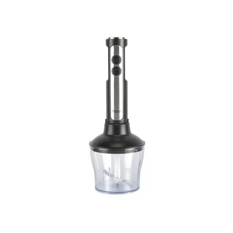 Batidora de mano Bourgini 222401 1200W 20 velocidades inox diseño elegante en acero inoxidable y negro con recipiente transparen
