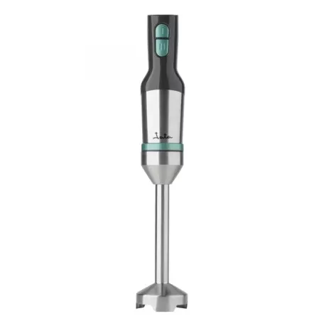 Batidora de mano Jata JEBT1853 1000W con acabado en acero inoxidable y diseño ergonómico, incluye accesorios.