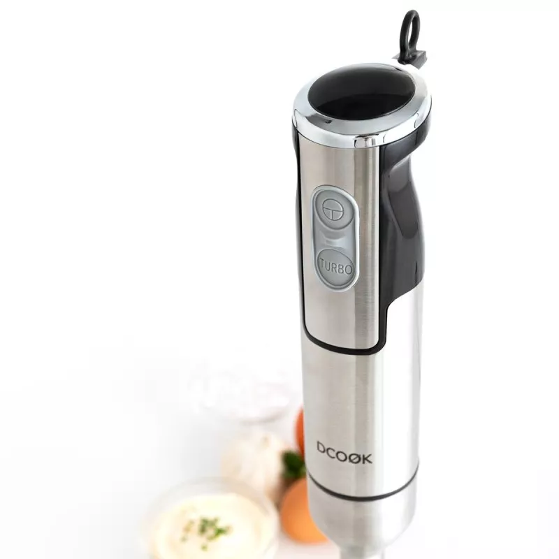 Batidora de mano DCook Gallery 1000W acero inox turbo de diseño ergonómico y acabado pulido en acero inoxidable.