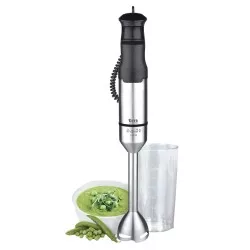 Batidora de mano TM Electron TMPBA016 1200W inox 600ml con diseño ergonómico y acabado en acero inoxidable.