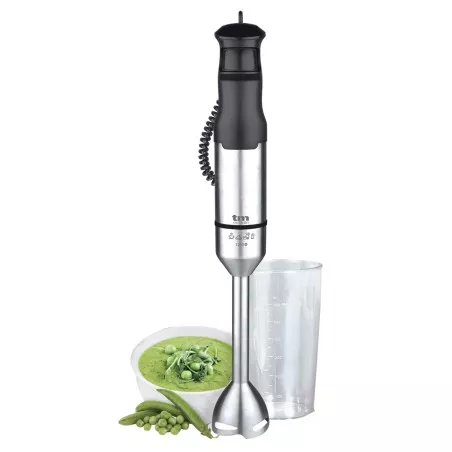 Batidora de mano TM Electron TMPBA016 1200W inox 600ml con diseño ergonómico y acabado en acero inoxidable.