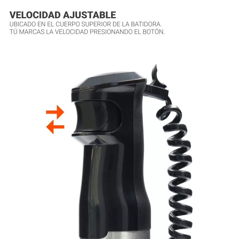 Batidora de mano TM Electron TMPBA016 1200W inox 600ml con diseño ergonómico y velocidad ajustable en color negro.