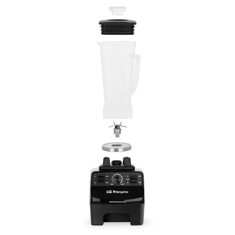 Batidora de vaso Orbegozo BV9650A 2L 1500W Tritán, color negro, diseño moderno, jarra de Tritán resistente.