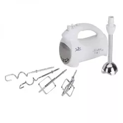 Batidora amasadora Jata BT575 400W color blanco con 5 velocidades y varillas de acero inoxidable para mezclar.