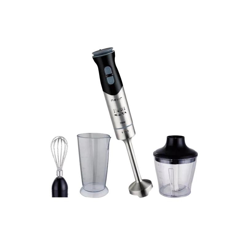 Batidora de mano Nevir NVR-8350BA 700W inox con accesorios en color acero y negro, diseño ergonómico y cuchilla inoxidable