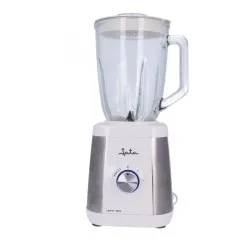 Batidora de vaso Jata BT797 1,3L 1300W pica hielo con jarra de vidrio y diseño moderno en color blanco y acero inoxidable