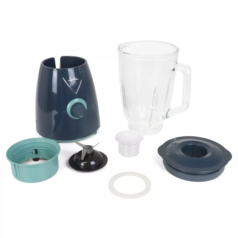 Batidora de vaso Jata JEBT1265 1,5L 1300W color azul con jarra de vidrio e incluyentes para picar hielo