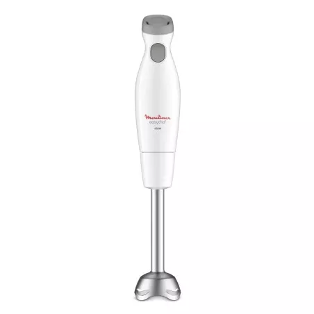 Batidora de mano Moulinex DD451110 450W Powelix blanca, diseño ergonómico, cuchilla de acero inoxidable, fácil de usar.
