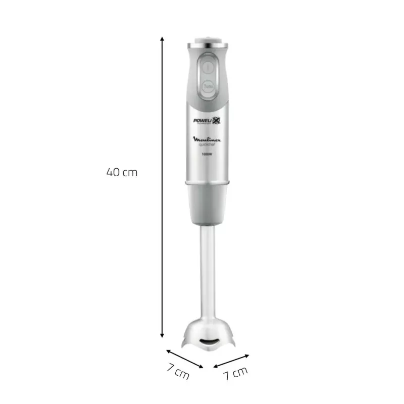 Batidora de mano Moulinex QuickChef DD65AD10 1000W color plata con diseño ergonómico y pie metálico probás con cuchillas de acer